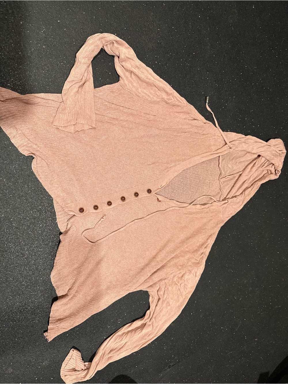 Light Dusty Pink Hooded Button-Up Top